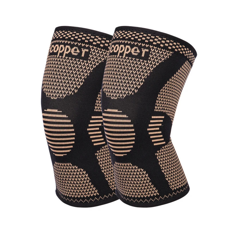 Custom knitted knee brace for cycling basketball copper ion knee support copper fiber nylon knee sleeve