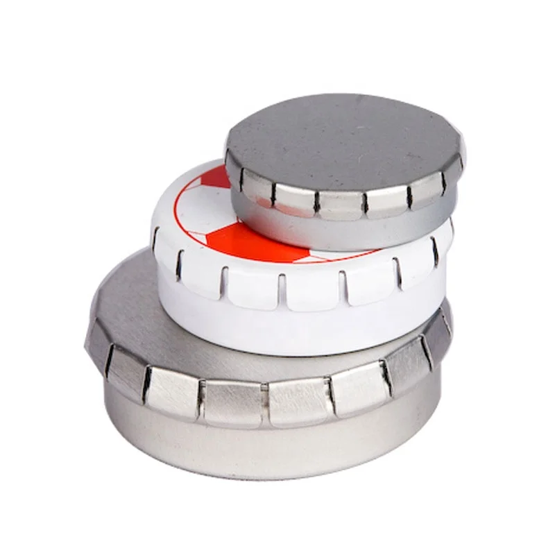 Sublimation Printing Round click clack mint tin box clip clap tins with key chain Dia45 55 70mm