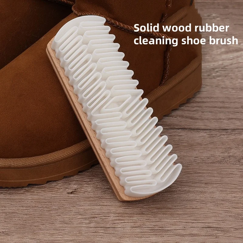 Wholesale Solid Wood  Raw Rubber Cleaning Shoe Brush Velvet Leather Suede Snow Boots Shoe Brush