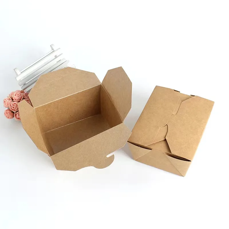 Wholesale Eco-Friendly Craft Paper Take-Away Lunch Box Kraft Meal Packaging with Embossing and Matt Lamination Folder Type
