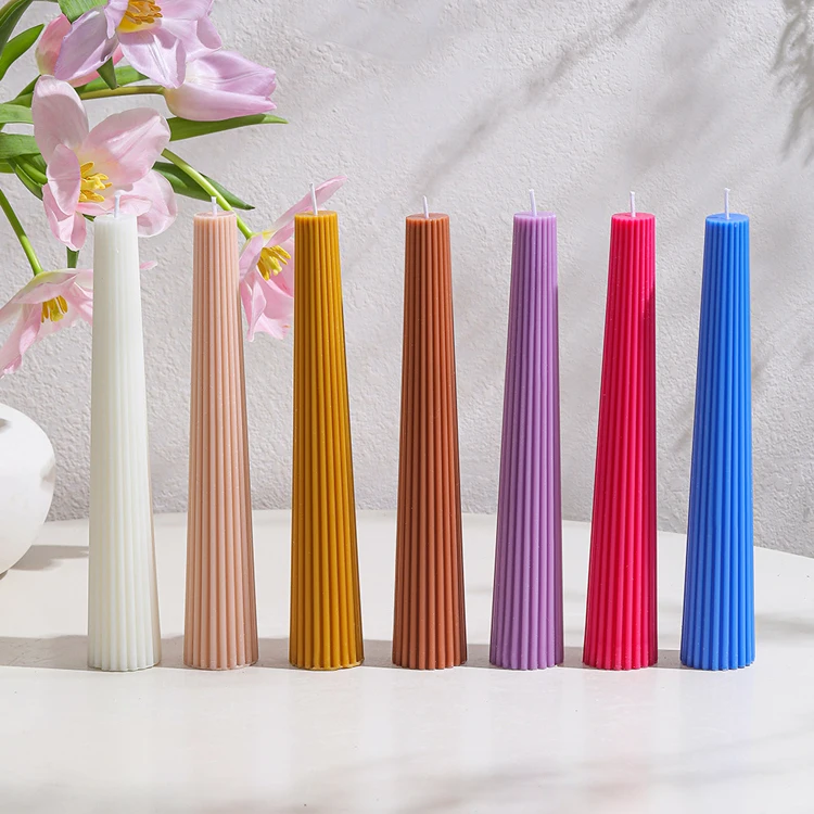 Roman Soy & Beeswax Candle Unscented ribbed candles Home Decor Wedding Gift Table Candle