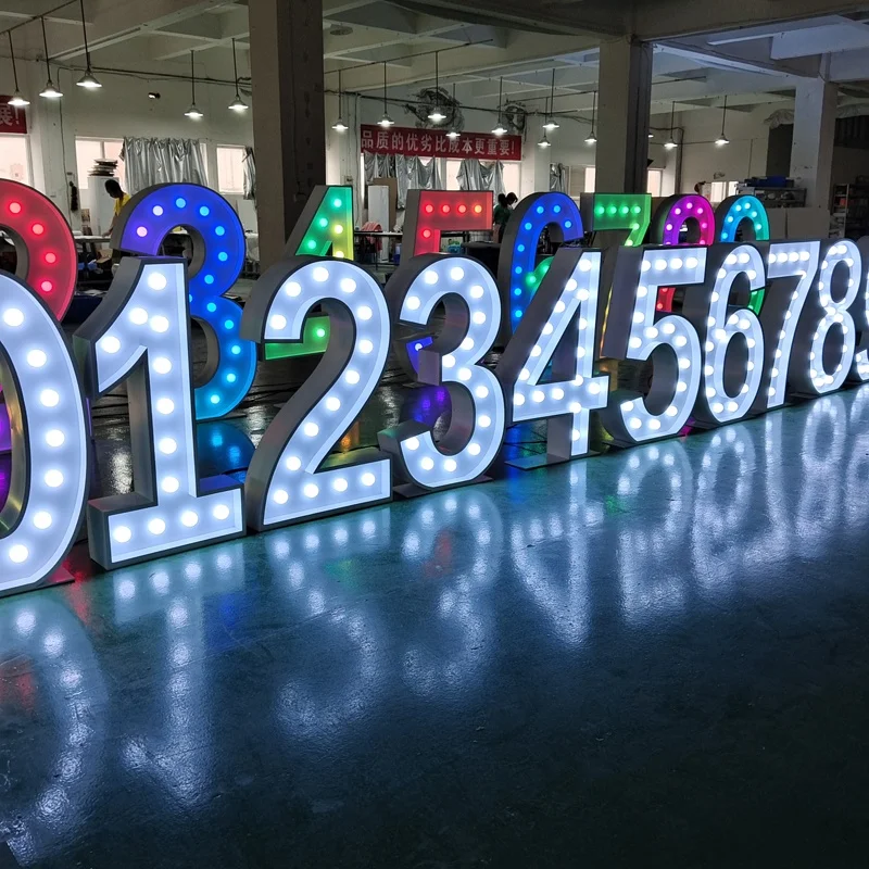 Kexian Customized 0-9 Light Up Numbers Large Alphabet Letters Giant 0-9 Marquee Number 3ft 4ft 5ft Marquee Letters