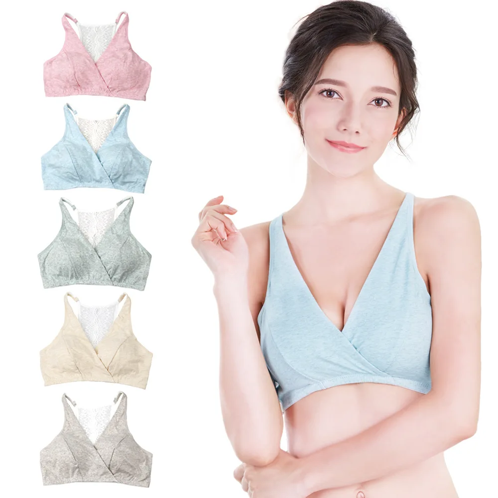Color Cotton Maternity Bra Cheap High Quality Comfortable Women Plus Size Seamless Nursing Feeding Bra