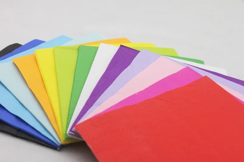 20pc/pack 25x25cm 2ply colorful beverage napkins 100% virgin pulp paper colored cocktail party paper napkins