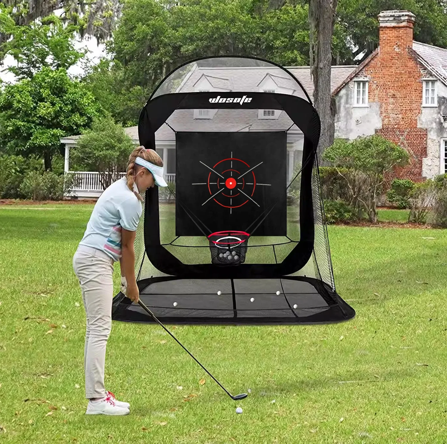 Dropshipping Portable Indoor/Outdoor Personal Golf Practice Net Nylon Driving Range Golf Chipping Net for Training Aids