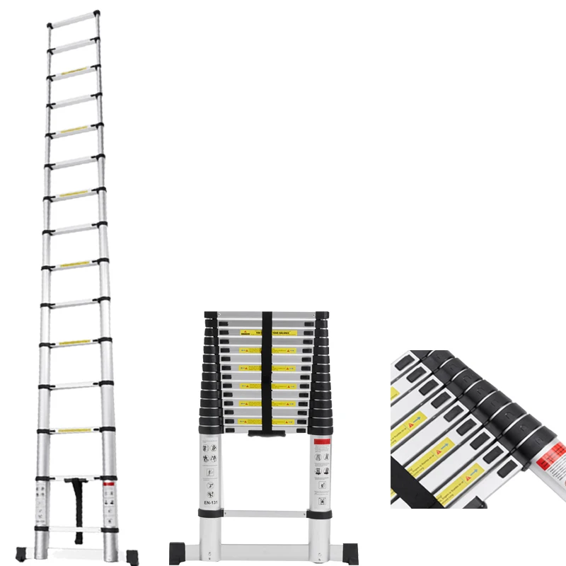 Folding aluminum hinge ladder one side foldable telescopic compact folding ladder for outdoor warehouse