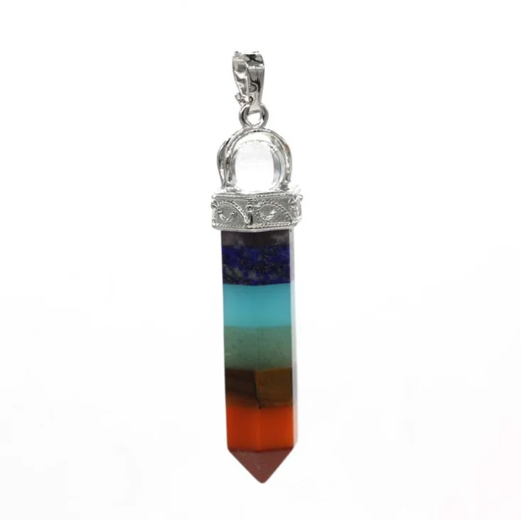 Wholesale Handmade Custom Color Natural Crystal Spiritual Healing 7 Chakra Pendant Necklace