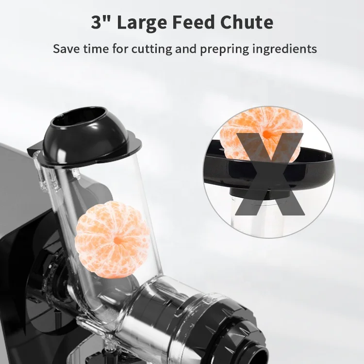 Strong Power Big Mouth Juicer Blender Cold Press Horizontal Masticating Juicer Machine for Fruits and Vegetables