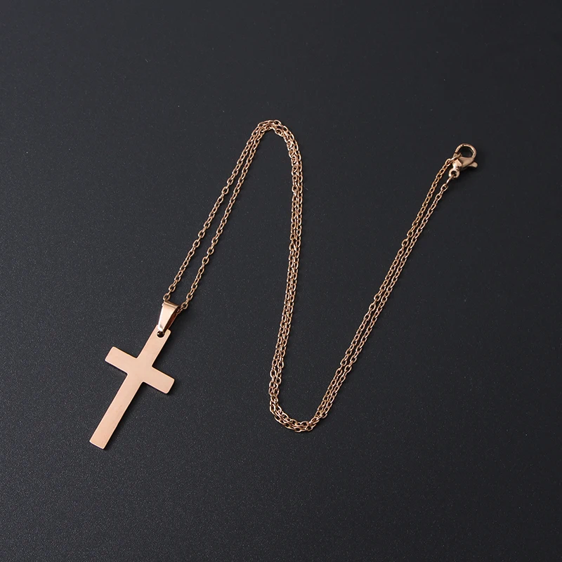 New Factory Fashion Gold Plated Stainless Steel Jewelry Men Women Cross Pendant Necklace