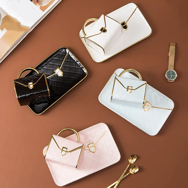 Elegant light luxury fashion creative bag-shaped European afternoon tea coffee cup and saucer set