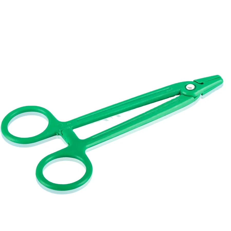 Plastic Dressing Forceps medical sponge holder 13.9cm long green