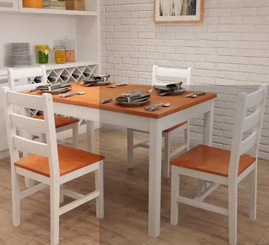 Деревянный кухонный набор, 1 стол и 4 стула для столовой