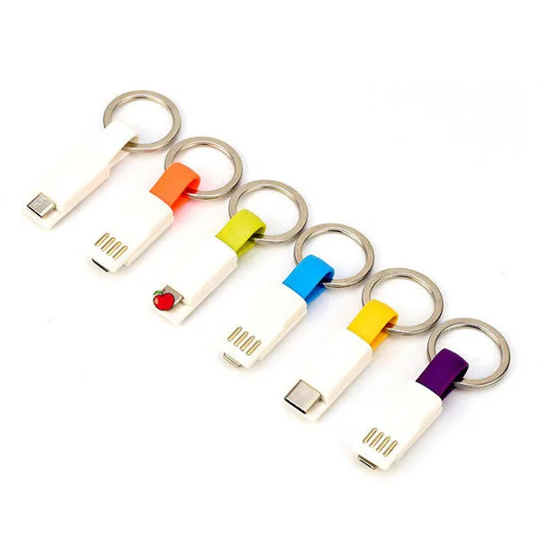 Wholesale Ring Keychain Cables Phone Short Charging Charger Android Type c To Micro Mini Usb Cable For iphone