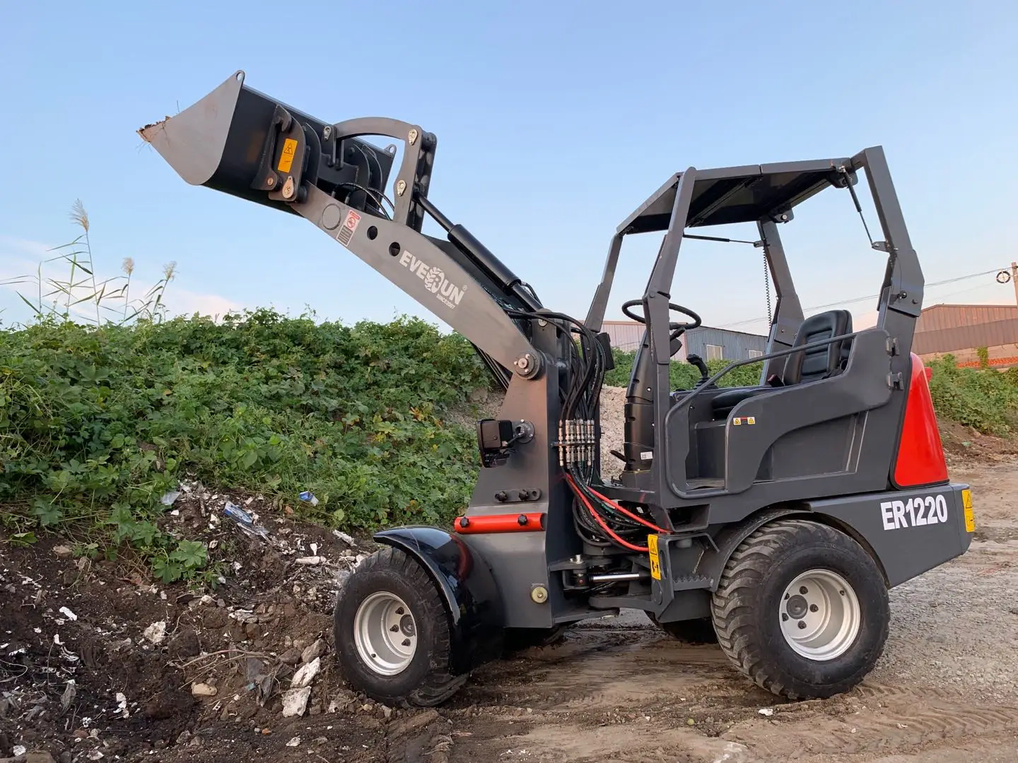 EVERUN ER1220 1.2ton agriculture machinery mini wheel loader with Kubota Euro 5 EPA4 diesel engine