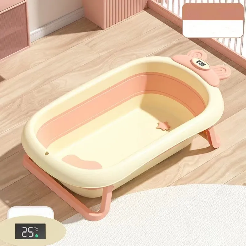 Western Customize Logo Plastic Adult Folding Bath Tub Plastic Newborn Temperature Shower Kids Folding Stand Bath Tub Set