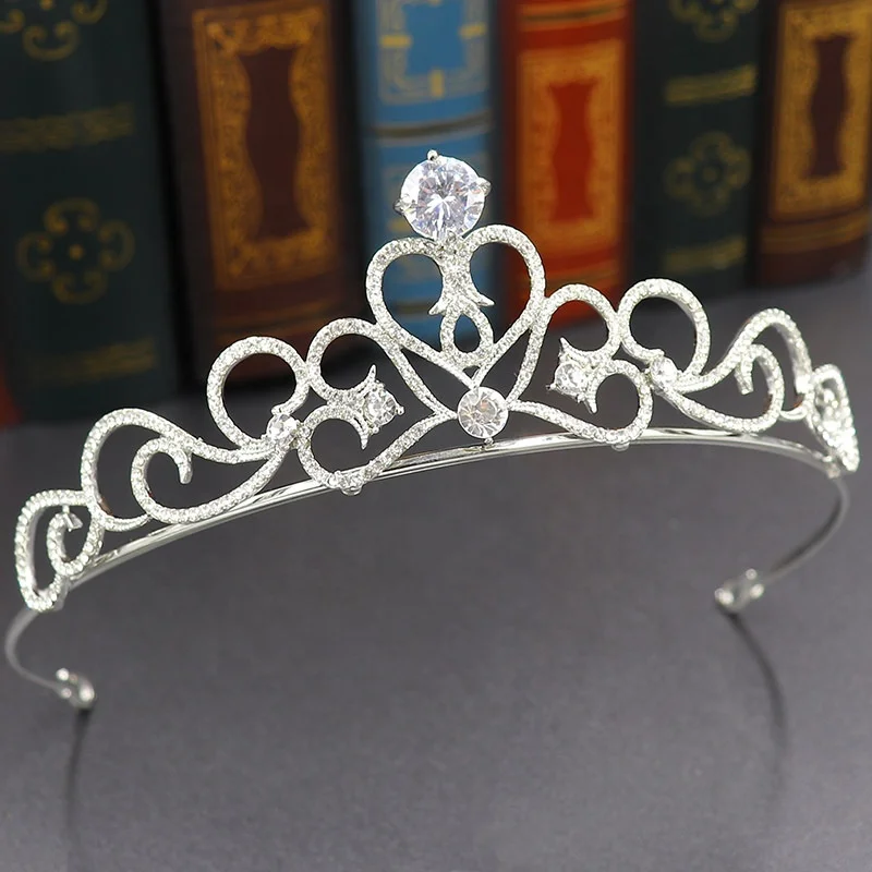 
Korean bride tiara crown love heart rhinestone princess zircon small crown wedding photo studio wedding accessories batch 