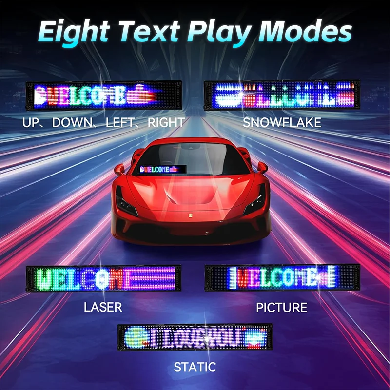 Programmable Flexible LED Displays for Car RGB Advertising Messages Running Eyes Animations Showing Soft LED Display Car Sign