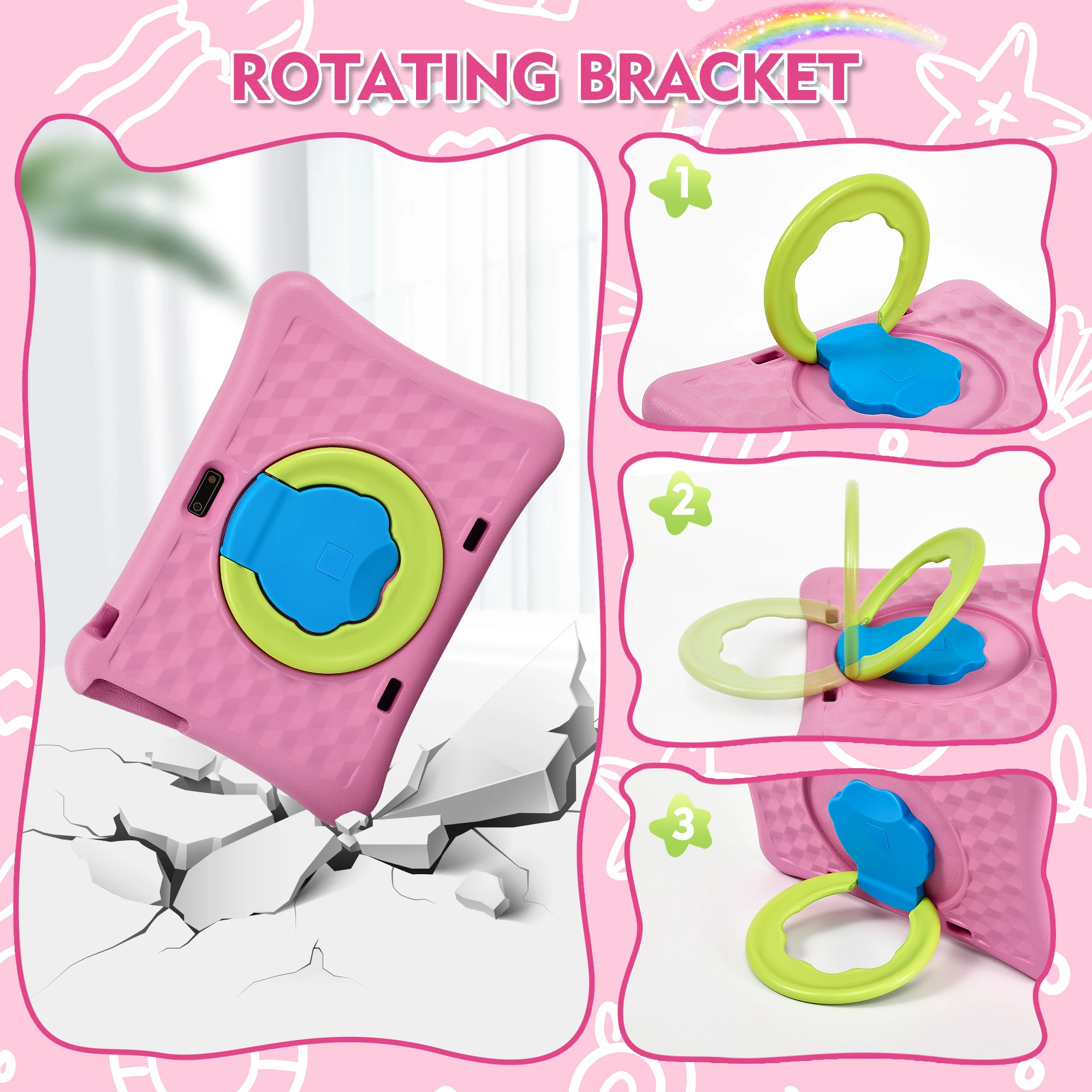 EVA Shockproof Case Cover Rotatable Foam Stand 64GB Educational Rugged Children Kids Tablets 10 inch Android Tablet