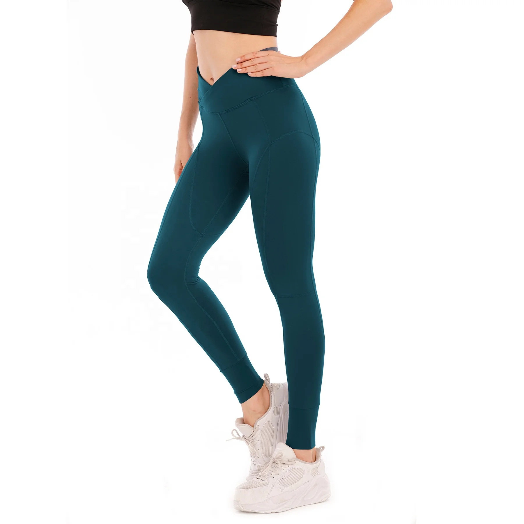 Leggings Women Sport Fitness Lady V Waist Soft Gym Slim Fit Running Tights Yoga Pants