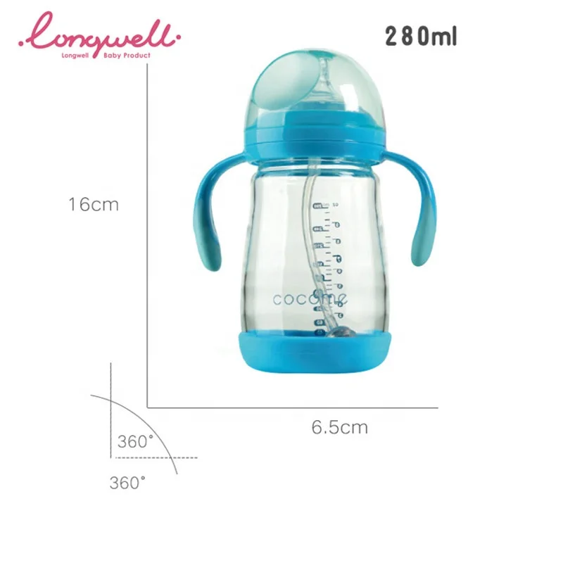 Anti-Colic Babies Feeding Bottles 180/280ml Straw Gravity Ball  Drinking Milk Bottles Stretch Silicone Nipple Baby Products 100%