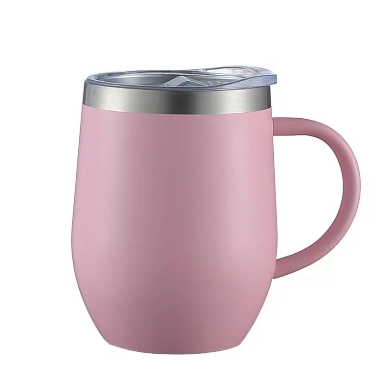 12 oz Travel Tumbler Insulated Mug With Handle And Lid Cup Holder Friendly Stainless Steel Thermos