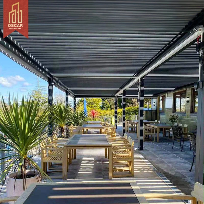 Waterproof Aluminum Pergola Bioclimatic Motorized Louvered Pergola Retractable Roof Garden Gazebo Pergola Aluminum Outdoor