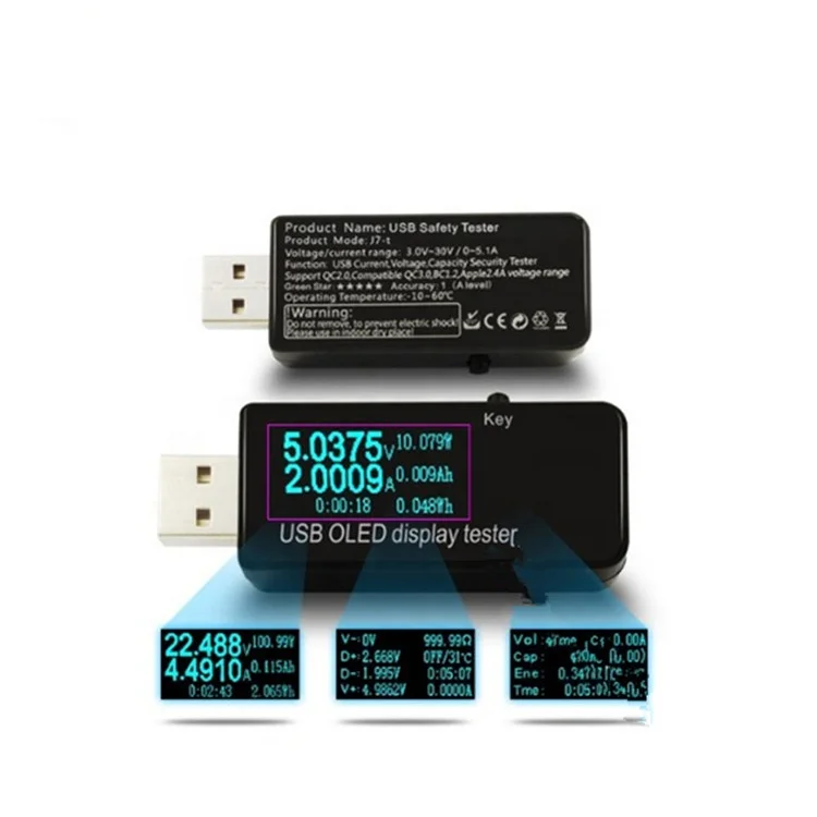 128x64 OLED USB Tester Power Bank Battery Capacity Monitor QC3.0 Phone Charger Detector