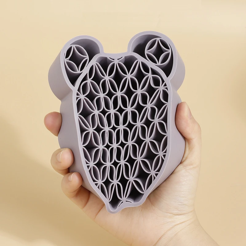 Bear Head Shape Silicone Desktop Storage Makeup Brush Organizer Holder