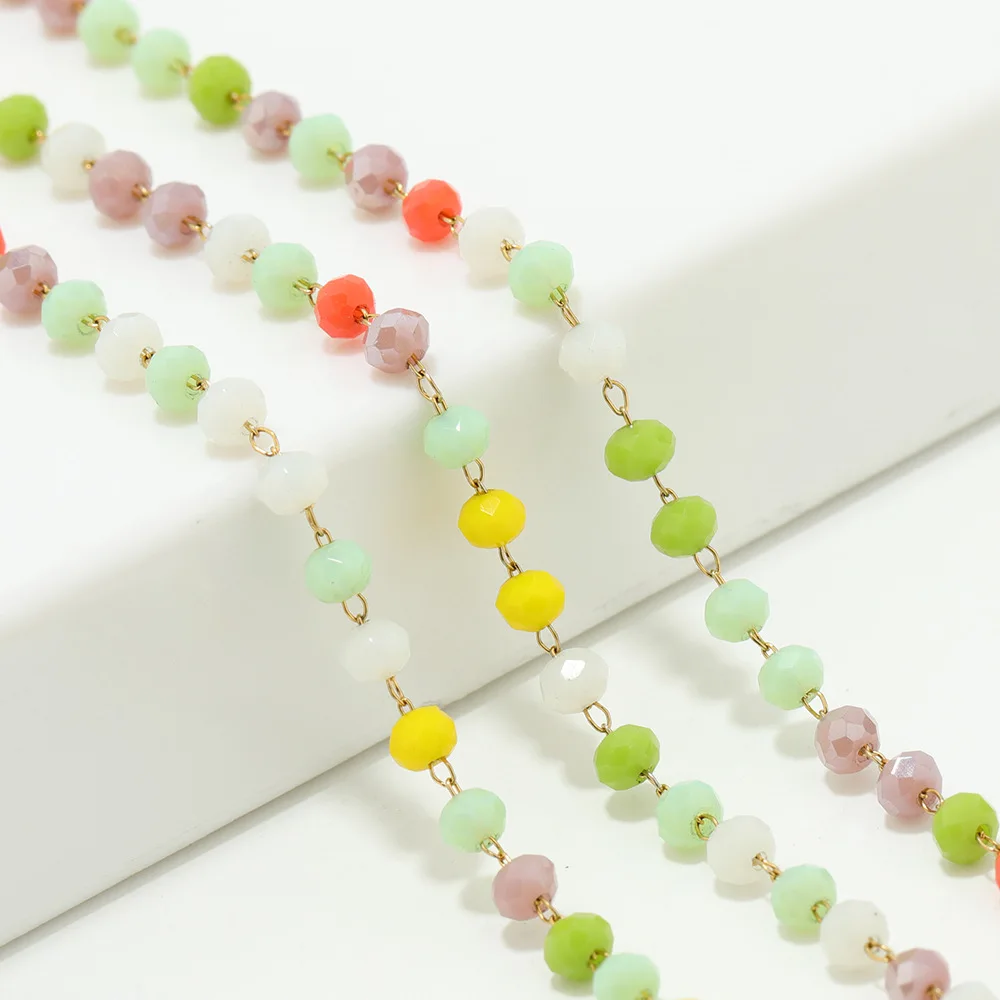 Fashion Jewelry Accessories Mixed Color Crystal Bead Chain Bulk Diy Women Necklace Bracelet Chain