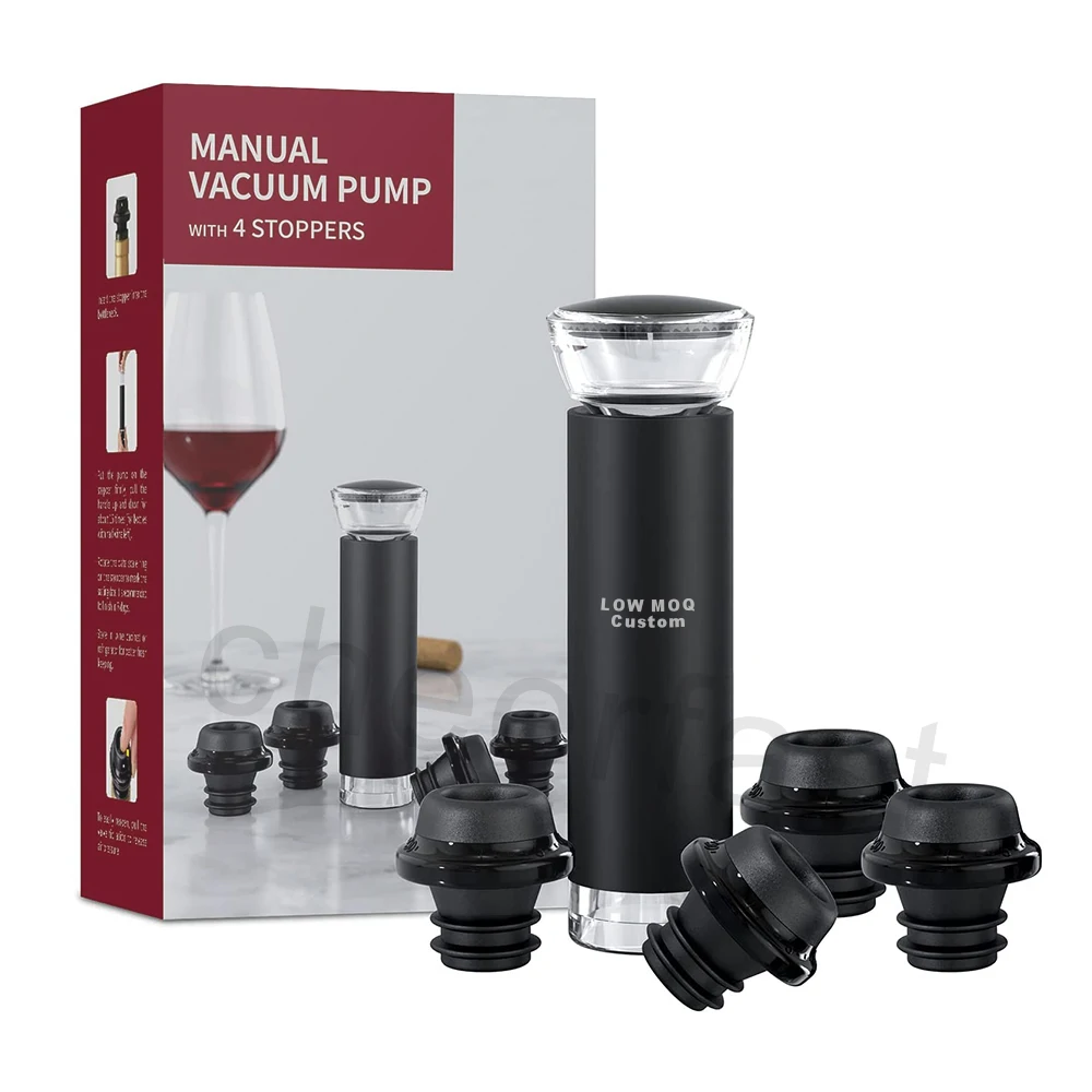 Cheerfast Reusable Silicone Rubber Wine Sealer Pump With Vacuum Wine Bottle Sealer Keeps Stoppers Vacuum Red Wine Stopper