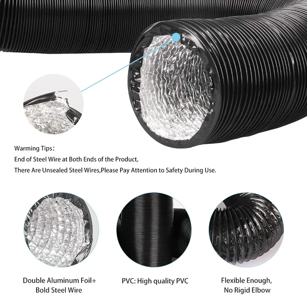 2024 US Stock Black Ducting 12 Inch Combi PVC Ventilation Air Hose Ducting For Ventilation