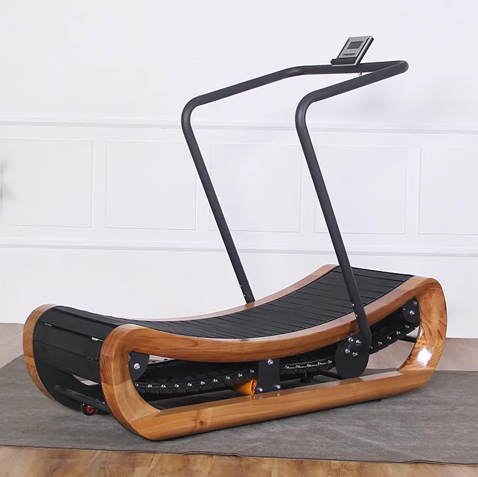 Wooden unpowered treadmill gym commercial curved curved indoor gym unassisted treadmill wholesale