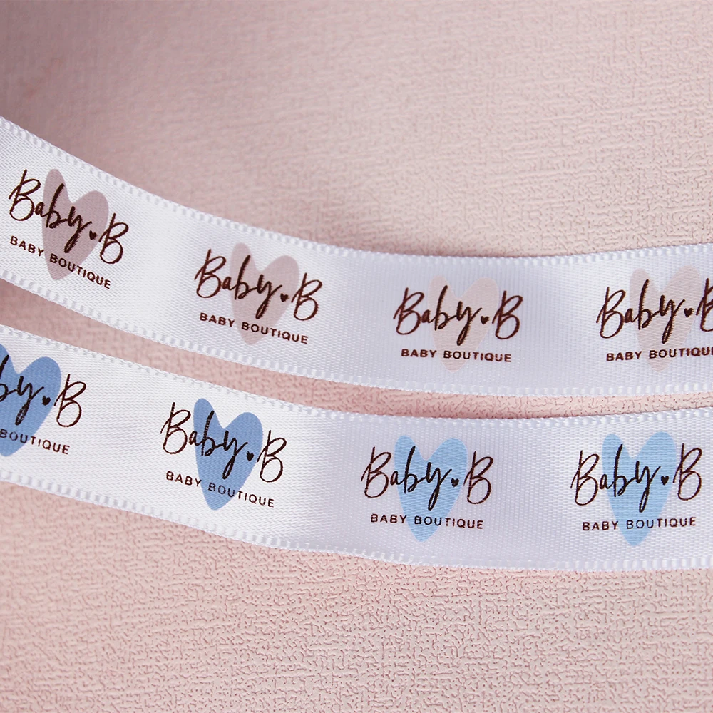 Personalized custom Company brand gift wrapping ribbon Custom logo gold foil printed 3d logo gift polyester satin ribbon
