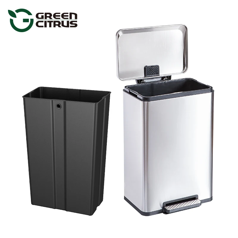 Pedal Trash Bin Trash Can 13 Gallon Office Recycling Bins For Home Airport Stainless Steel Can Supplier