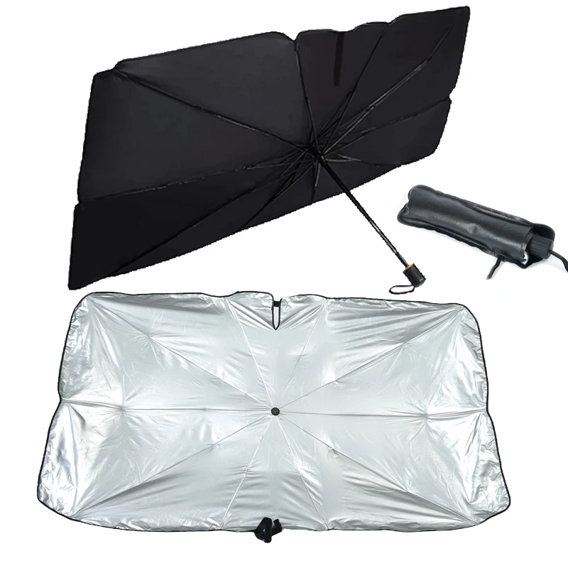 Famous car Custom Foldable Uv Proof Heat Protection Universal Various Size Car Window Sunshades Umbrella For suv cars  trucks