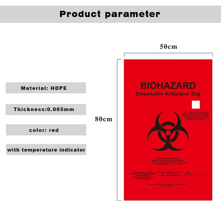 Large red autoclave medical biohazard waste bags disposal