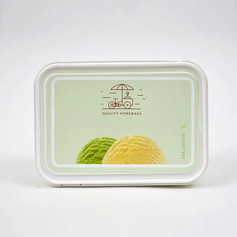 custom printed square shape plastic cookies cup with IML lid Free Snack Storage Container Box Food Grade Portable
