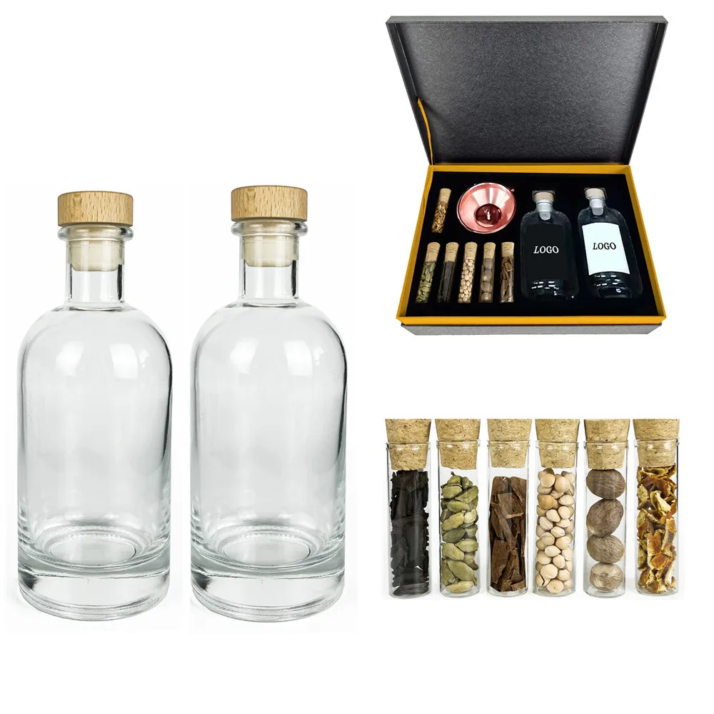 Wholesale sale 400ml cork gin bottle homemade do your gin making alcohol kit whiskey kit with gift box