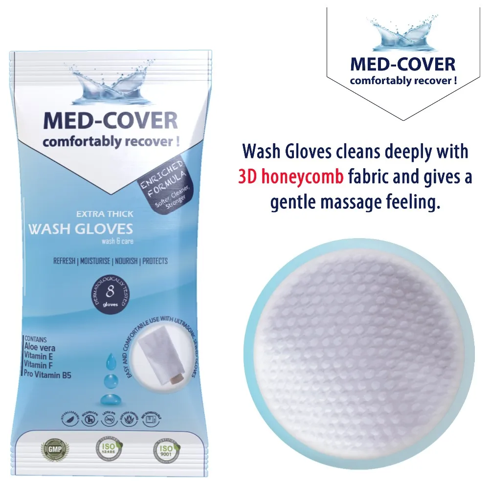 Wash Gloves With Barrier Cream (Non woven Wet Gloves) 14,5cmx23cm Wet Glove Dimension Medical Grade