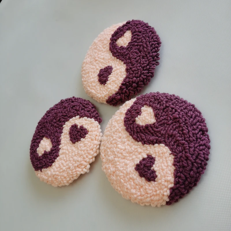 Feng Shui Patten Punch Needle Placement Coaster Handmade Mug Rug Coasters for Novelty Gifts