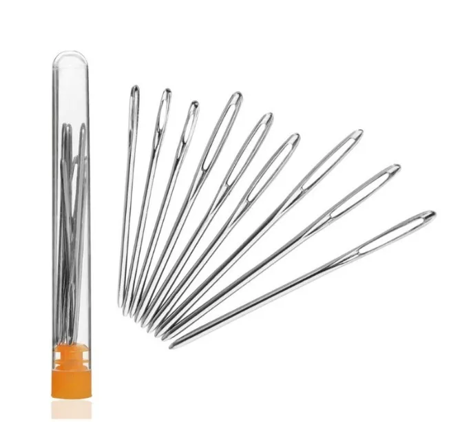 DIY Needle work 9PCS Large-Eye Blunt Needles,Stainless Steel Sewing Needles with Storage Container,Crafting Knitting Weave