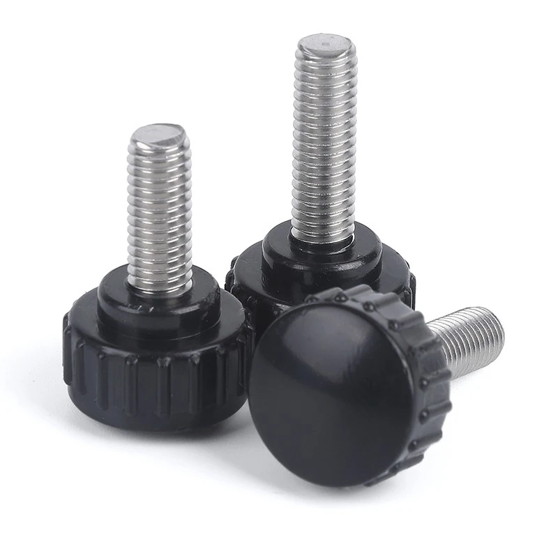 Round Head Handle Hand Screw M5  Round Knurled Rubber Thumb Screw Plastic Tighten Bolt Nuts Knob 304 Stainless Steel