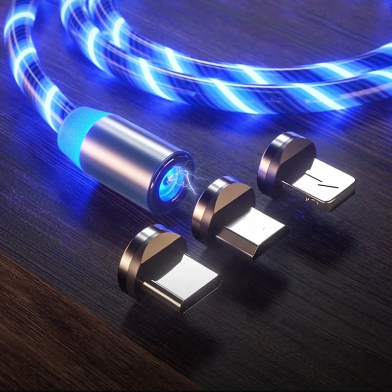 Для Iphone Sumsung Usb 3 0 кабель струящийся свет зарядное устройство в 1 телефон светодиодной подсветкой металла Луженый Медный Кабель для быстрой зарядки и передачи