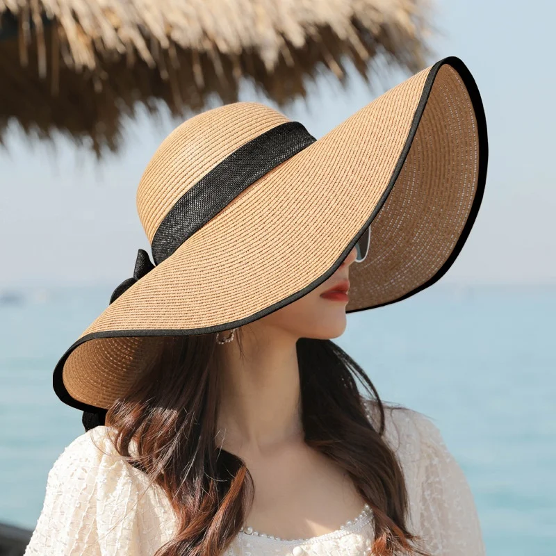 FREE SAMPLE women summer ladies foldable wide brim floppy beach sun straw sun hats for women summer ladies