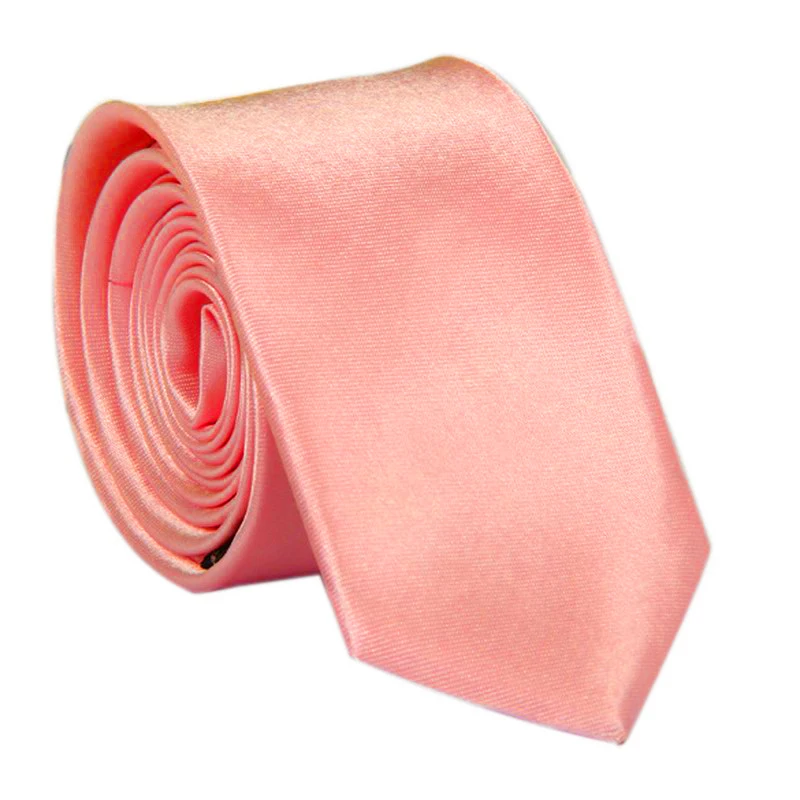Plain Polyester Solid Necktie Satin Mens 7cm Tie Pure Colorful Single Color Black Wine Red Pink Orange Grey  Micro Fiber Necktie