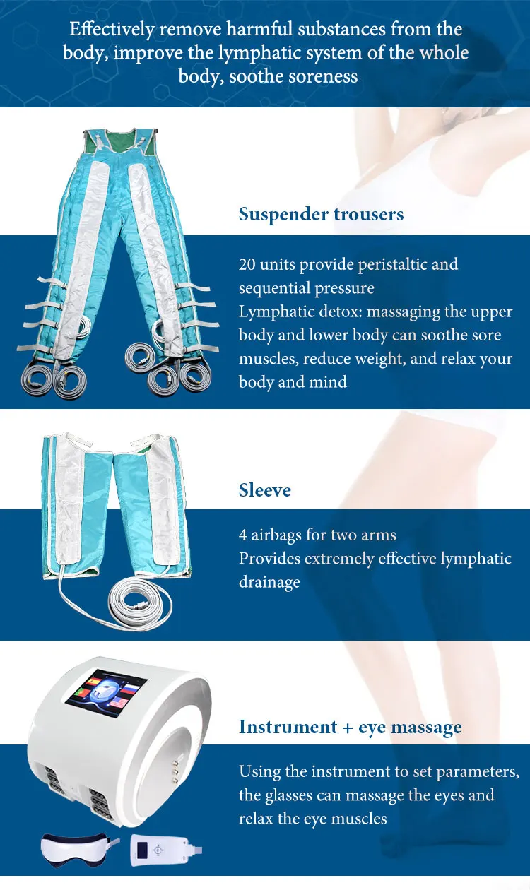 new product hot sale professional far infrared pressotherapy lymphatic drainage apparatus air pressure machine full body