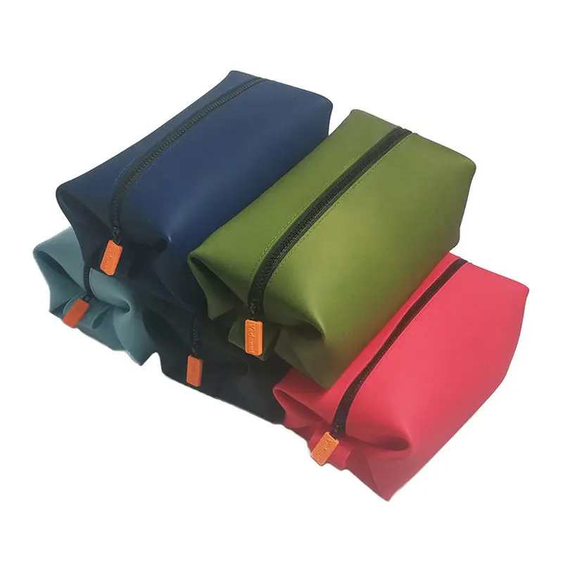 Multi-Color Silicone Hand Bags Waterproof Toiletry Bag with Zipper for Travel Foldable Cosmetic Makeup Storage