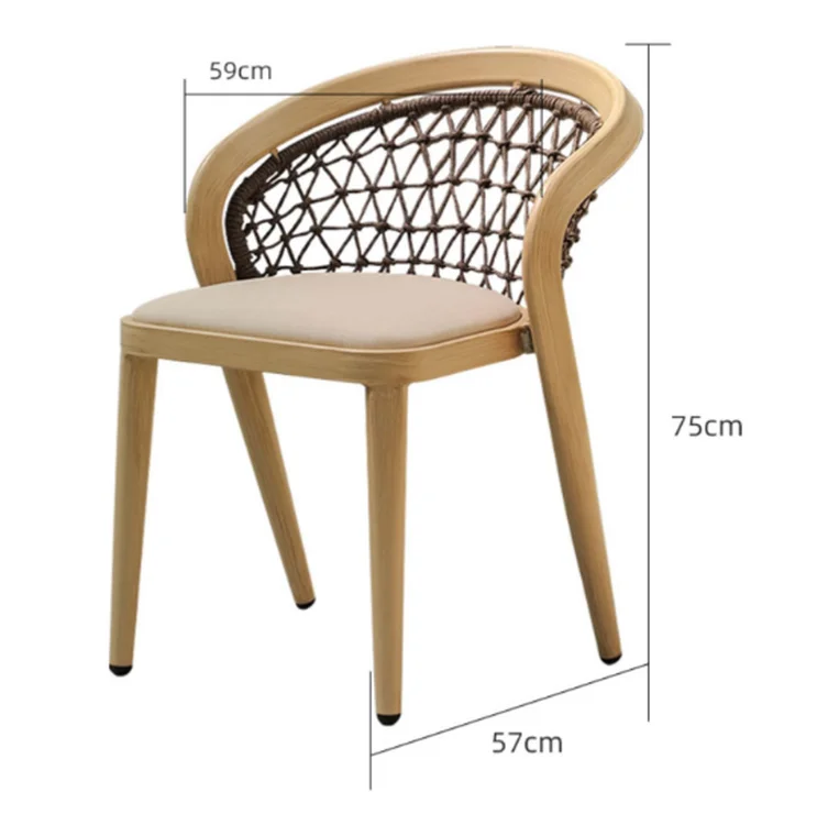Outdoor Patio Furniture Rope Garden Set Dining Glass Table and 6 Chair Sets for Hotel and Villa