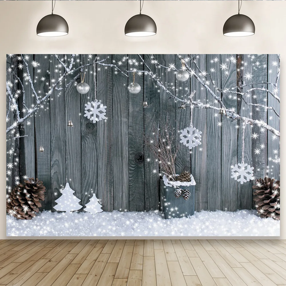 Christmas wooden board snowflake light spot photography background cloth decoration banner