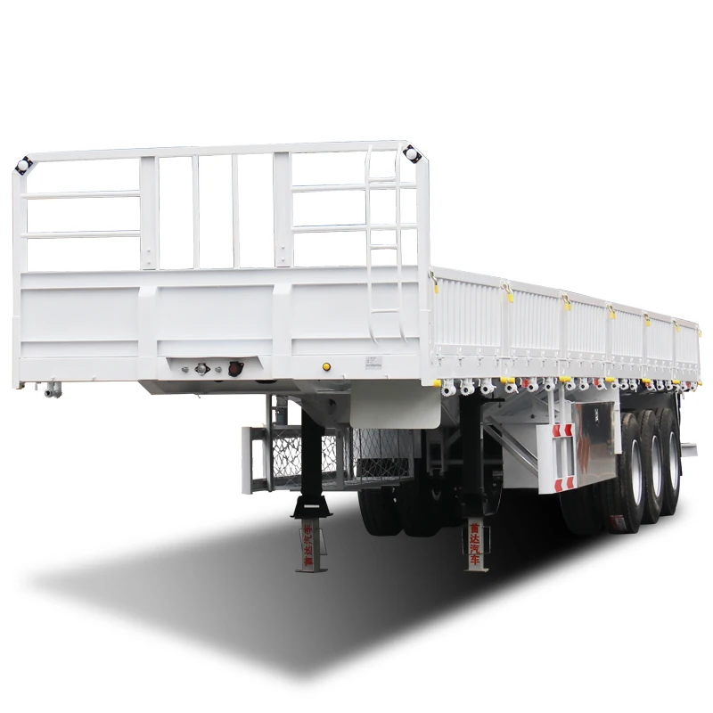 3axles Cargo Trailers Flat Bed Semi Truck Trailer with Side Boards